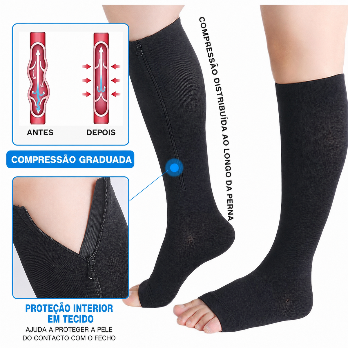 Meias de Compressão com ZIP