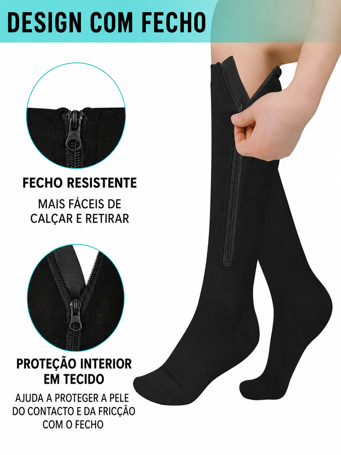 Meias de Compressão com ZIP